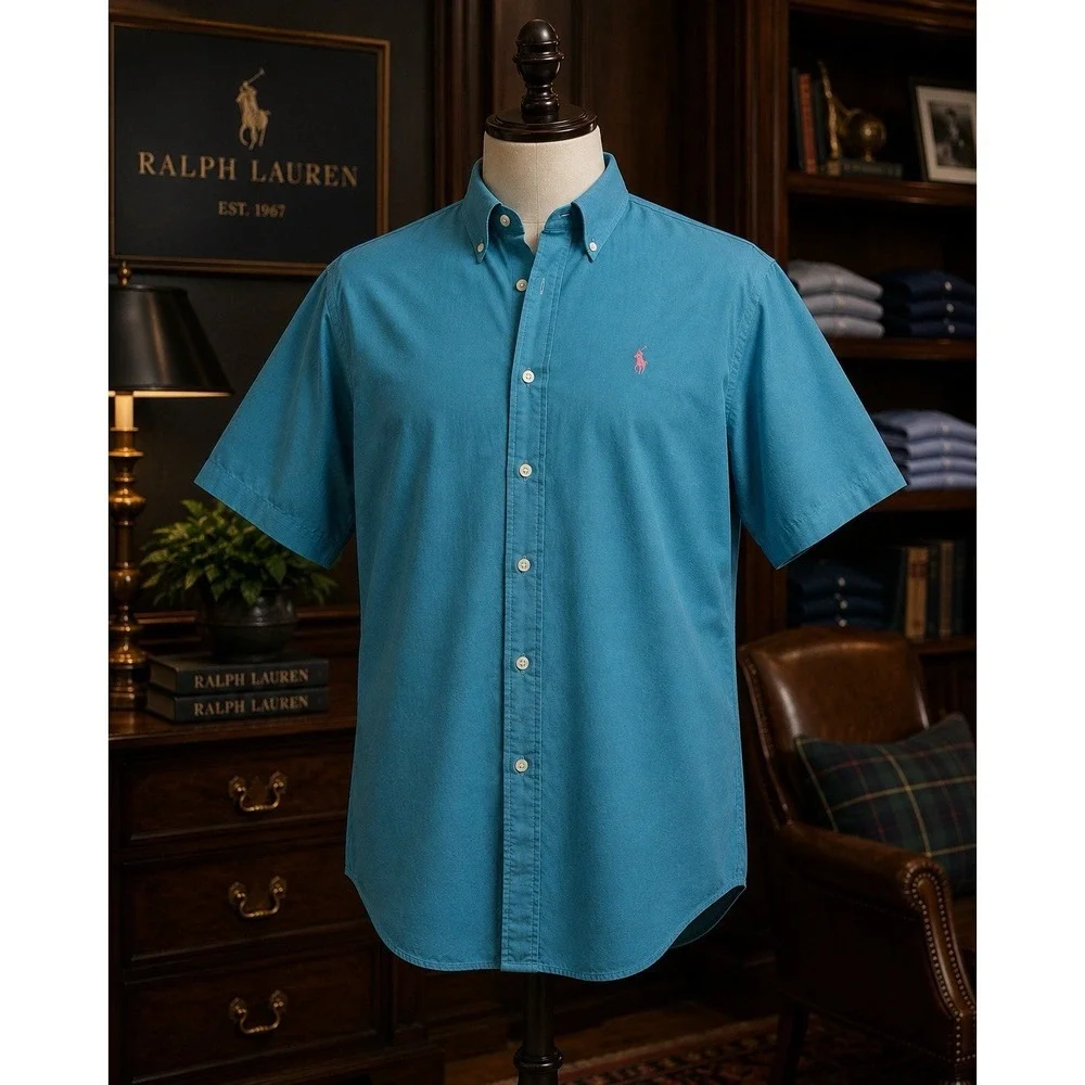 Polo Ralph Lauren Blake Classic Fit Blue Short Sleeve Button Down Shirt XXL